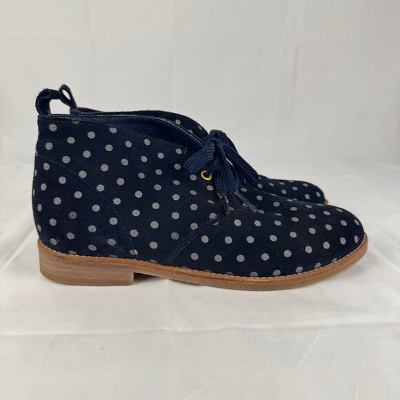 Boden Polka Dot Suede Desert‎ Boots Women’s Size 8 Navy Blue Lace Up Ankle Shoes - Picture 8 of 16